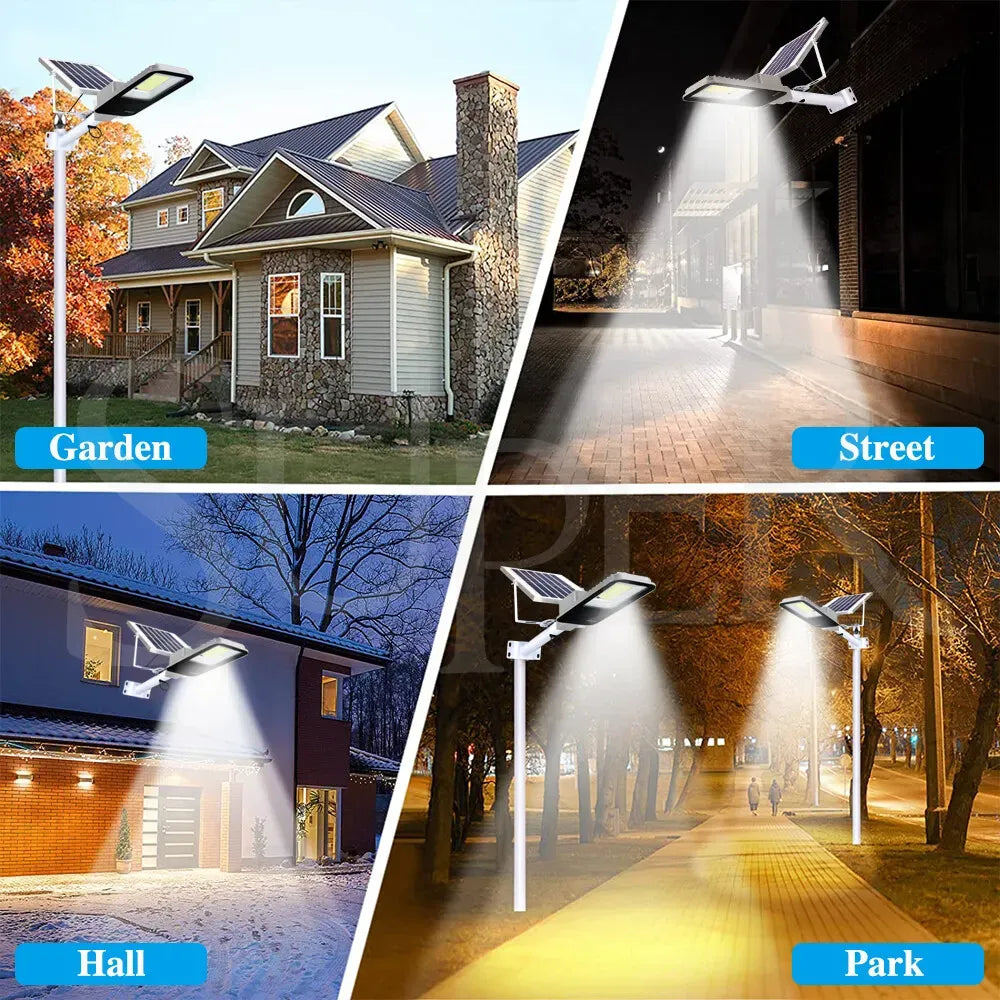 Solar LED Street Light Black Waterproof Outdoor Flood Lamp with Remote Control