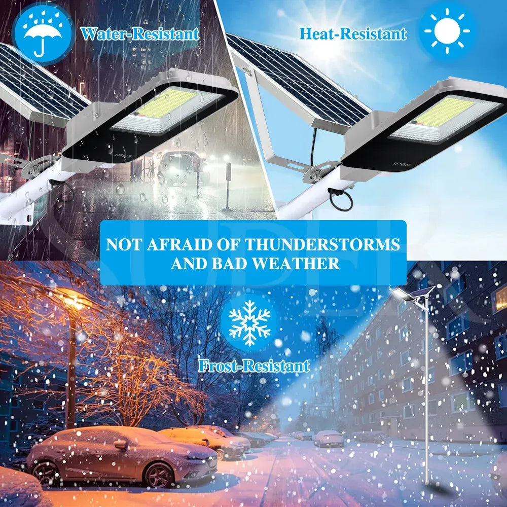 Solar LED Street Light Black Waterproof Outdoor Flood Lamp with Remote Control