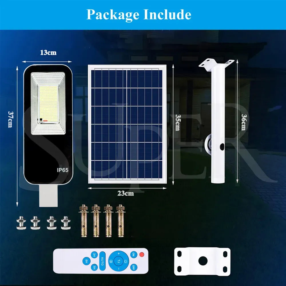 Solar LED Street Light Black Waterproof Outdoor Flood Lamp with Remote Control
