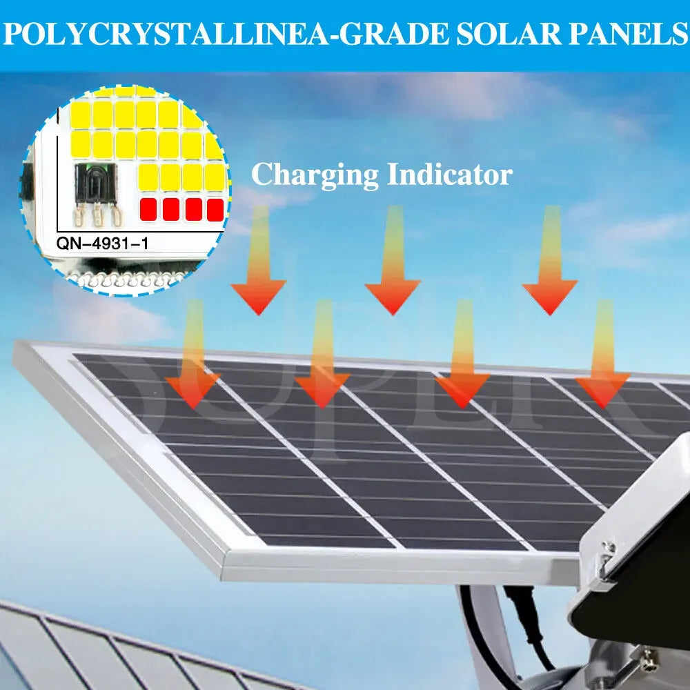 Solar LED Street Light Black Waterproof Outdoor Flood Lamp with Remote Control