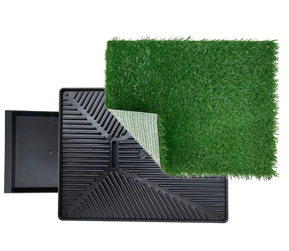 Portable Indoor Dog Potty Training Grass Mat in Black, 1060x410x70mm