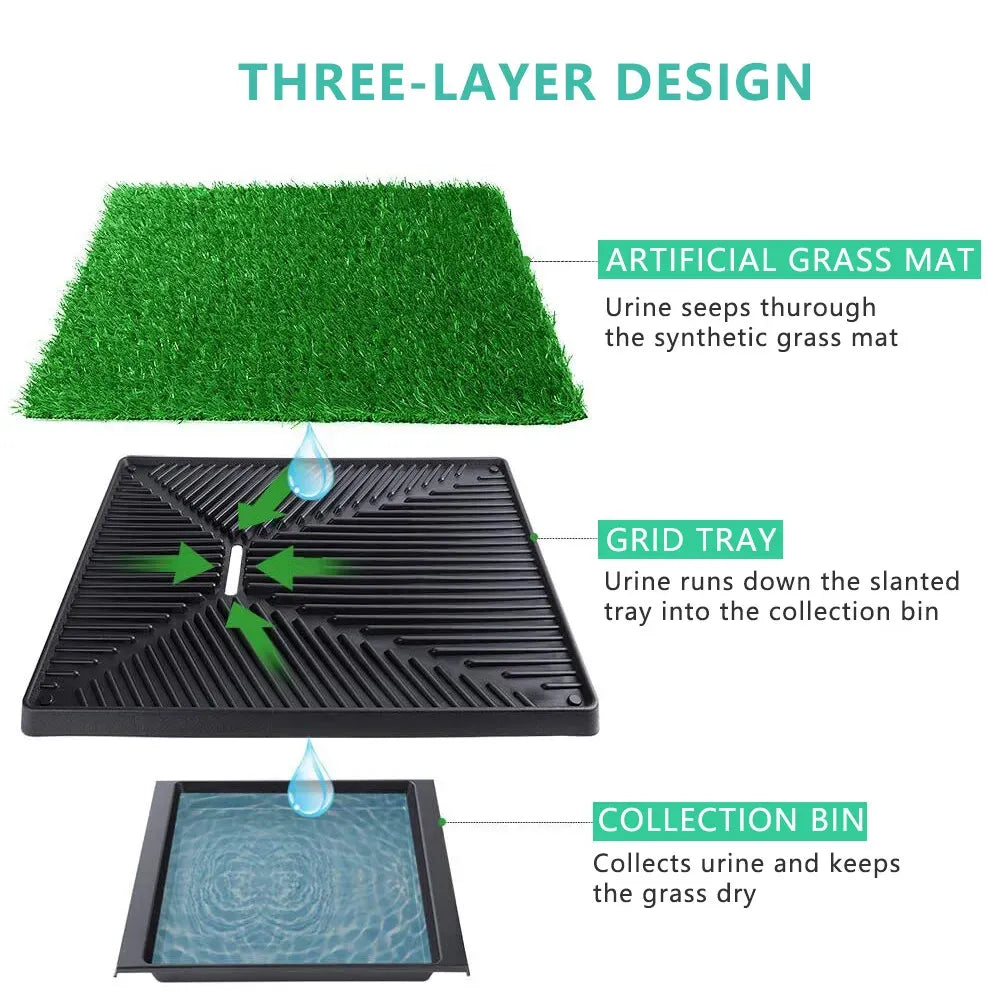 Portable Indoor Dog Potty Training Grass Mat in Black, 1060x410x70mm
