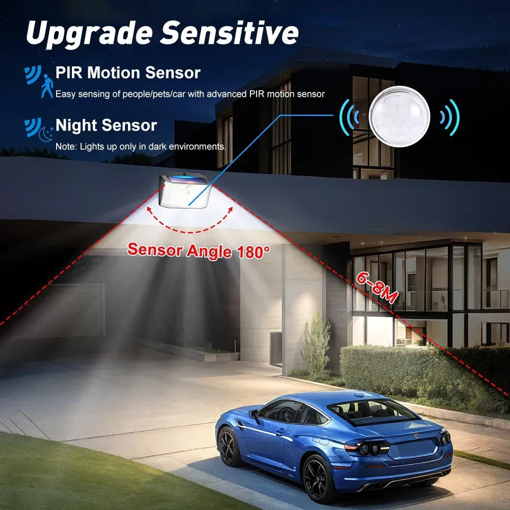 6 Pack Black Solar Motion Sensor Lights Outdoor Security Lamp 2000LM IP65
