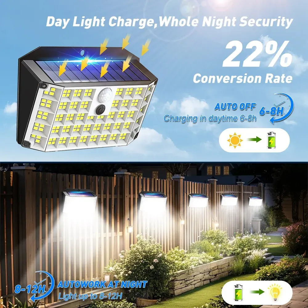 6 Pack Black Solar Motion Sensor Lights Outdoor Security Lamp 2000LM IP65