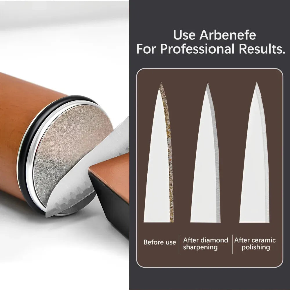 Brown Manual Knife Sharpener with Diamond Discs and Magnetic Angle Base