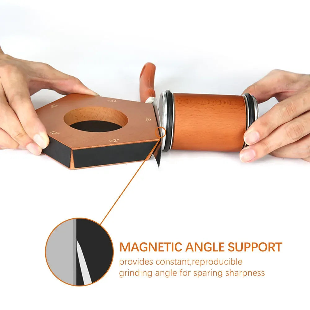 Brown Manual Knife Sharpener with Diamond Discs and Magnetic Angle Base