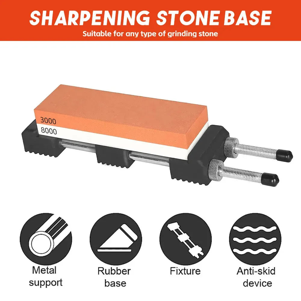 Red Dual Whetstone Knife Sharpener Set 400/8000 Grit with Silicone Base and Angle Guide