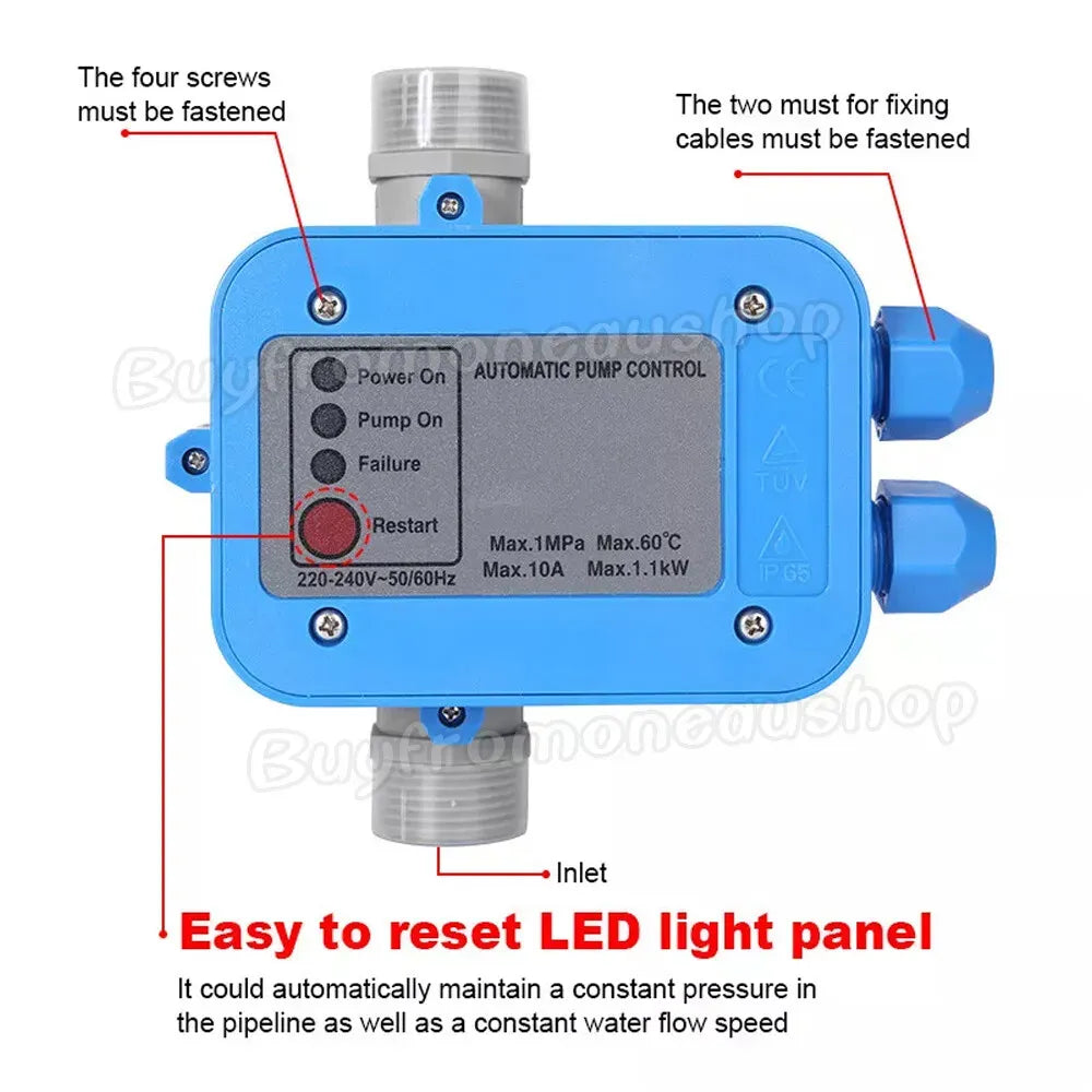 Automatic Water Pump Controller Pressure Switch Electronic Unit in Blue for Irrigation
