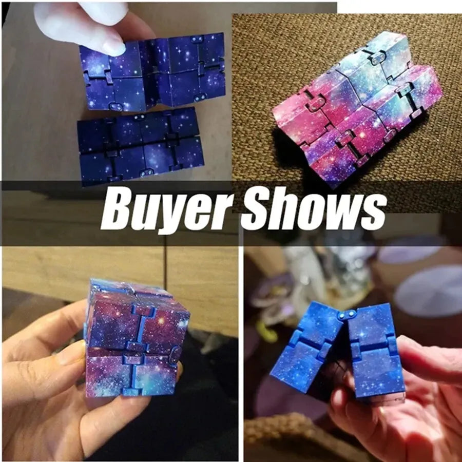 Infinity Cube Fidget Toy in Blue Starry Sky for Stress Relief and Sensory Play