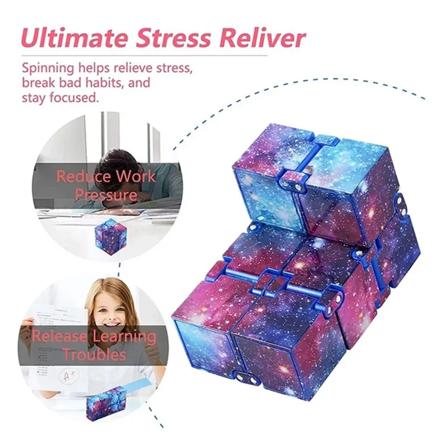 Infinity Cube Fidget Toy in Purple Starry Sky for Stress Relief and Sensory Play