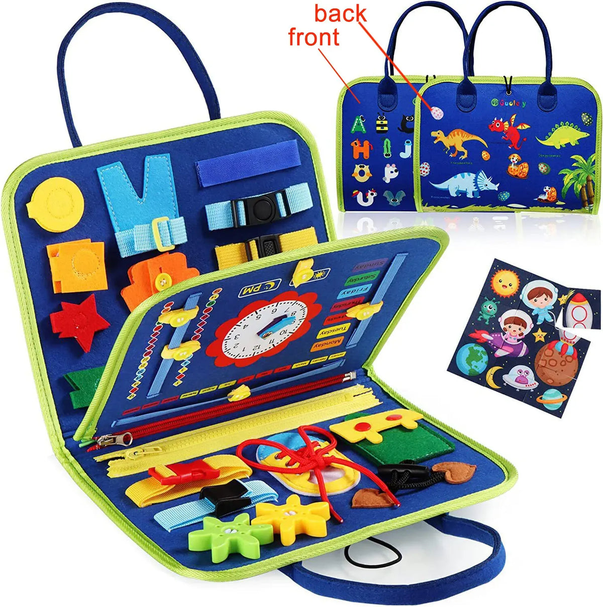 Multicolour Montessori Busy Board for Toddlers, Blue, 70.1x27.94cm, Sensory Learning Toy