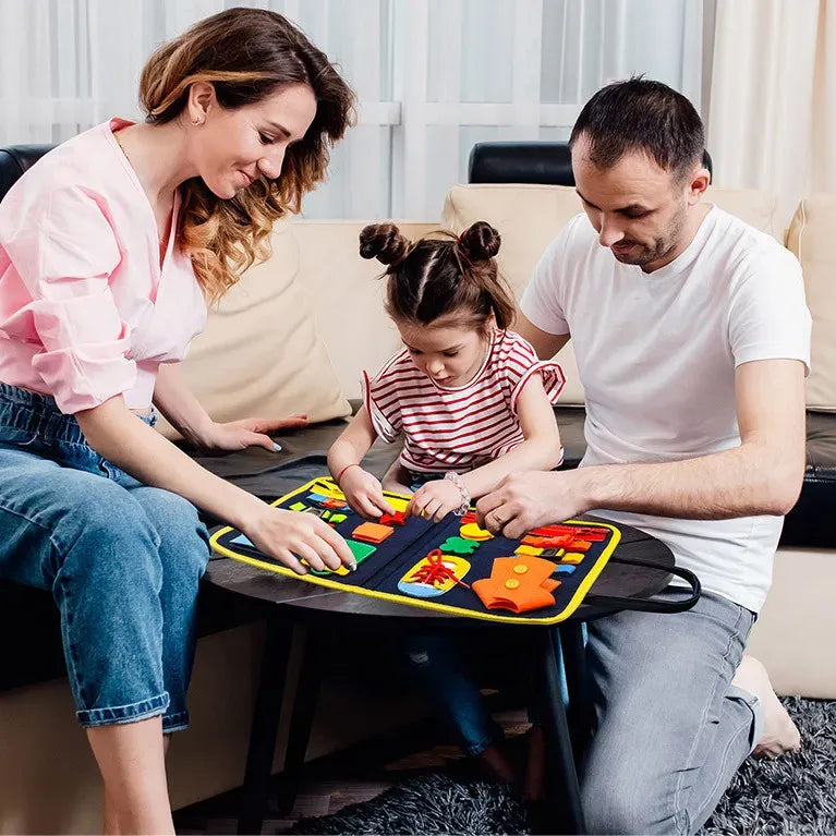 Multicolour Montessori Busy Board for Toddlers, Blue, 70.1x27.94cm, Sensory Learning Toy