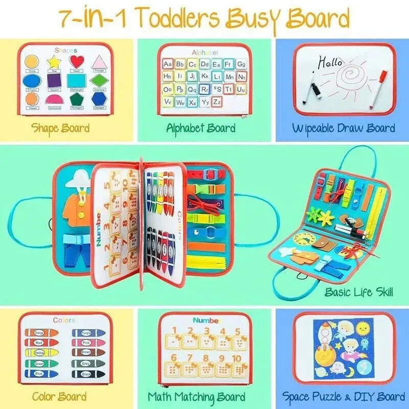 Multicolour Montessori Sensory Busy Board for Kids - Multi-Colour Learning Toy