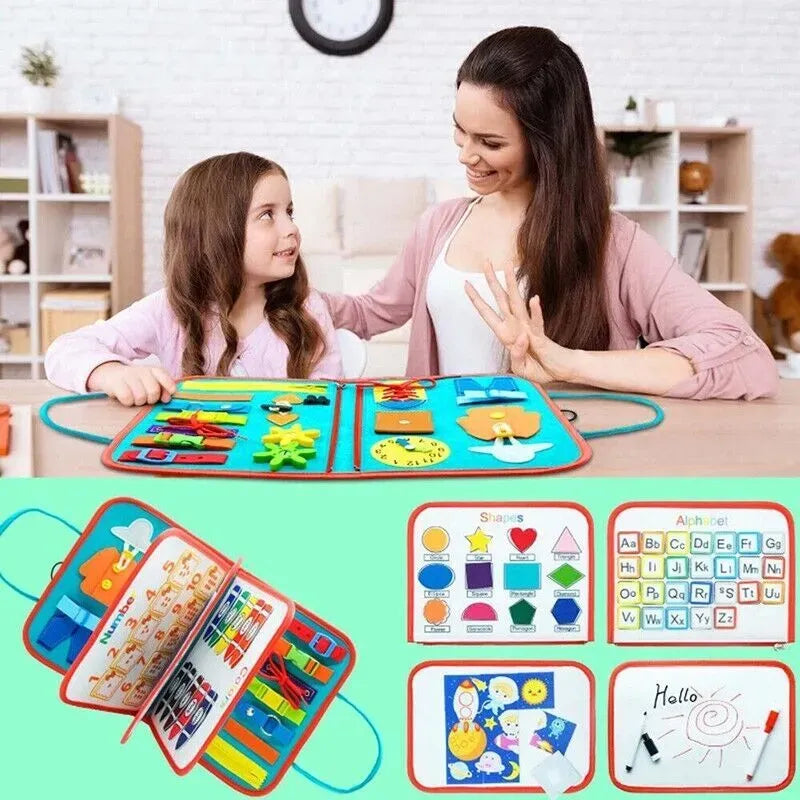 Multicolour Montessori Sensory Busy Board for Kids - Multi-Colour Learning Toy