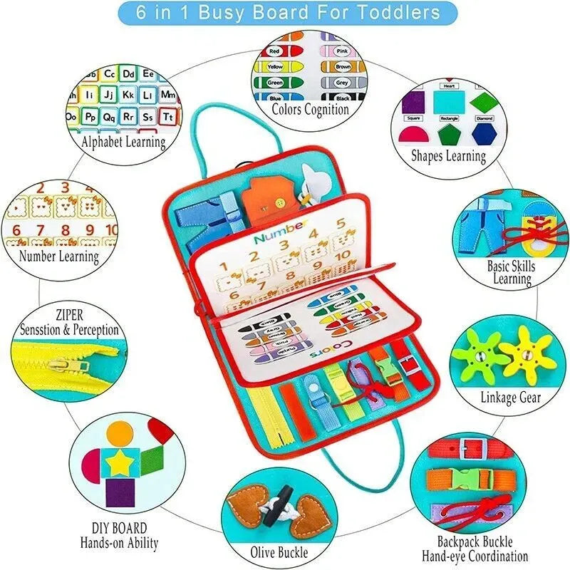 Multicolour Montessori Sensory Busy Board for Kids - Multi-Colour Learning Toy