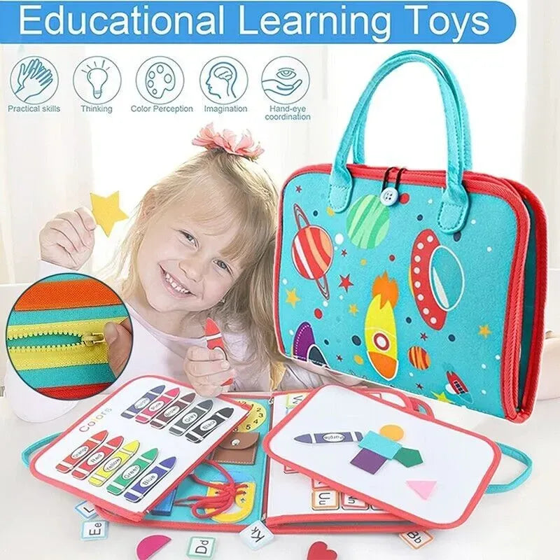 Multicolour Montessori Sensory Busy Board for Kids - Multi-Colour Learning Toy