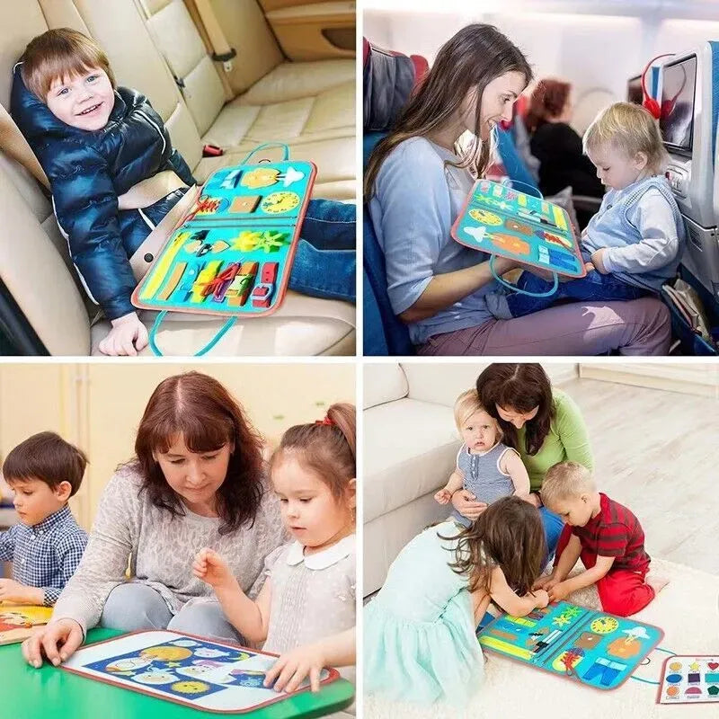 Multicolour Montessori Sensory Busy Board for Kids - Multi-Colour Learning Toy
