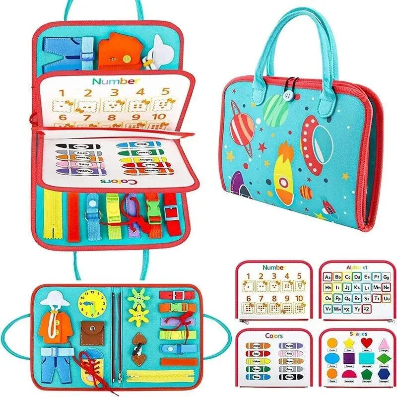 Multicolour Montessori Sensory Busy Board for Kids - Multi-Colour Learning Toy