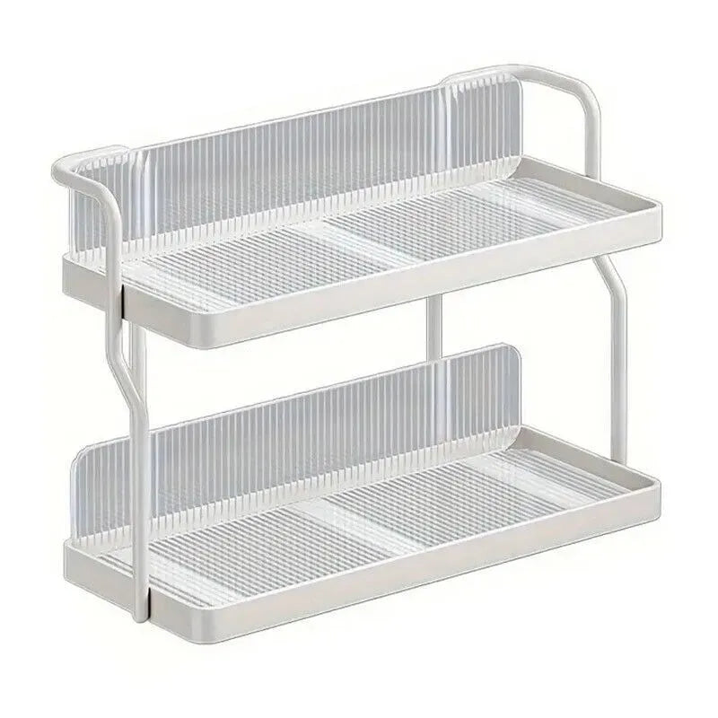 Two-Tier Kitchen Storage Rack Organizer in White with Removable Trays, 30.5x12.2x20.3cm