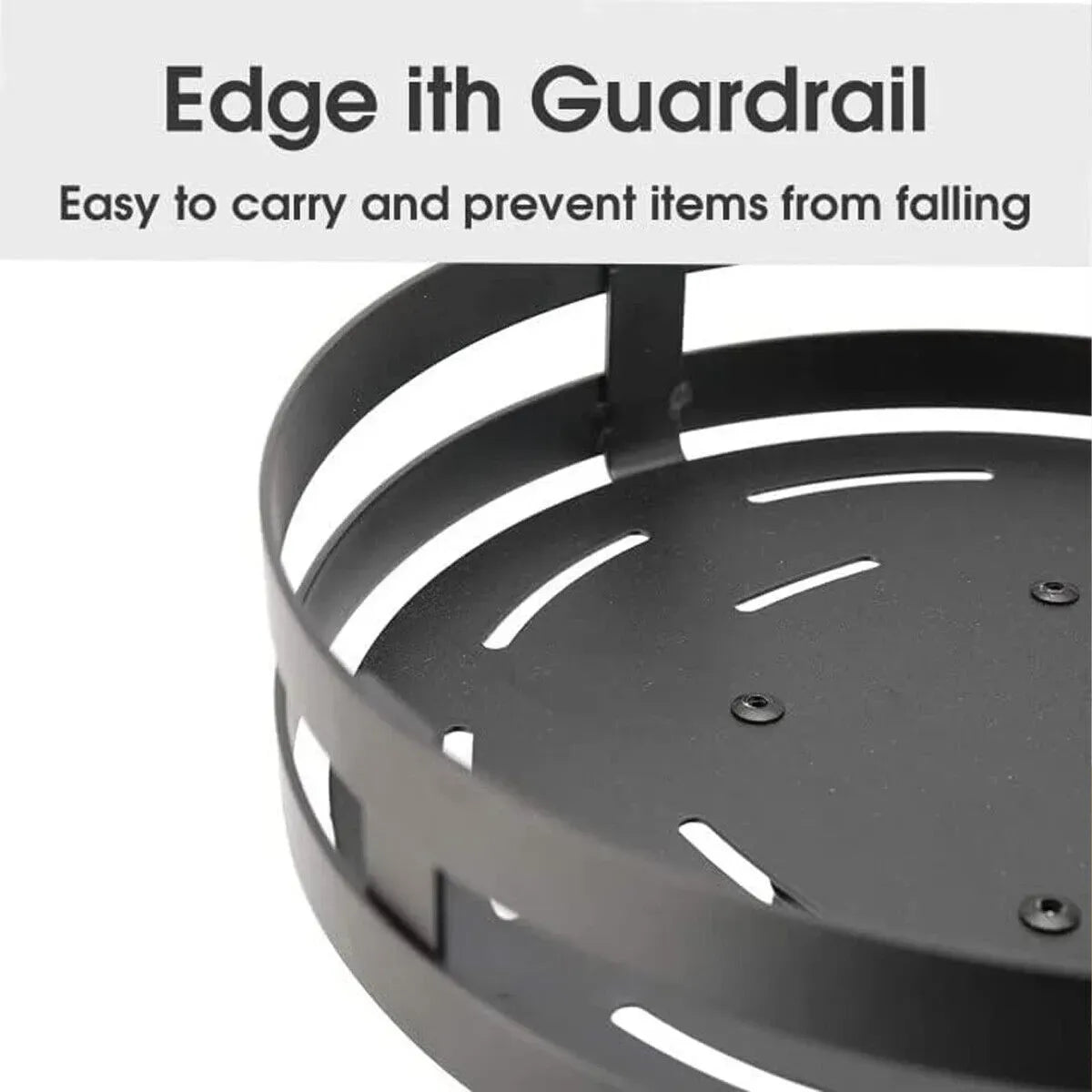 Black Kitchen Rotating Spice Rack - Double Layer Carbon Steel Organizer