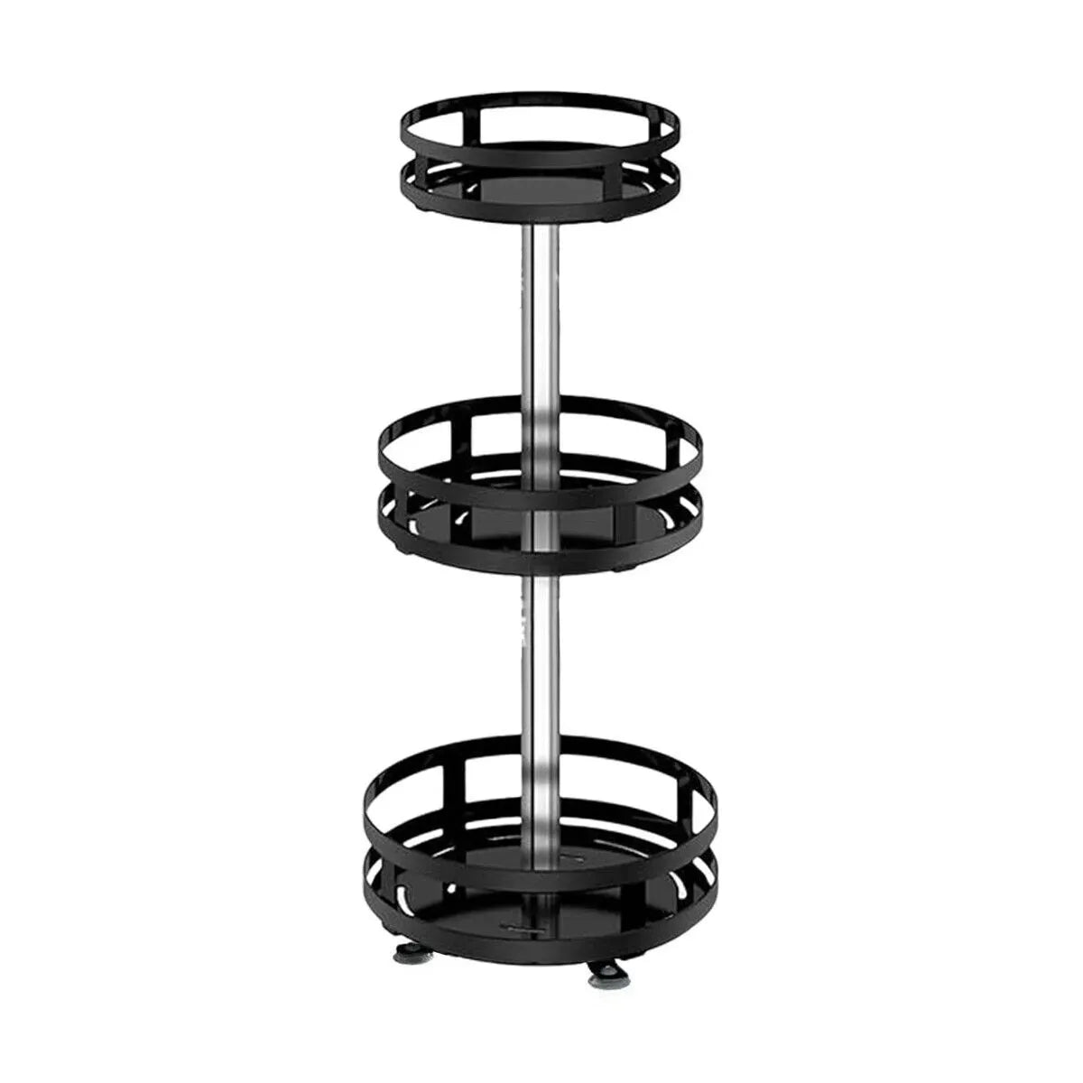 Black Triple Layer Rotating Spice Rack Countertop Organizer with 360° Rotation