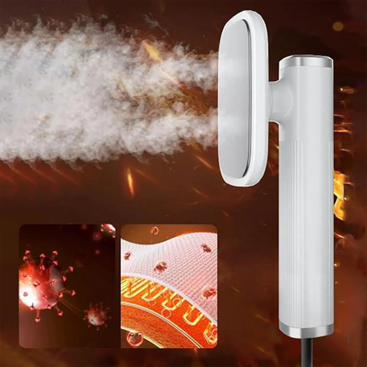 Portable Handheld Mini Steam Iron in White for Home & Travel, 72x100mm