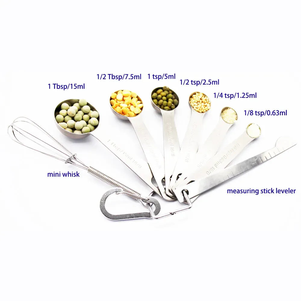 Stainless Steel Measuring Spoons Set, 6 Pieces, Silver for Accurate Cooking and Baking