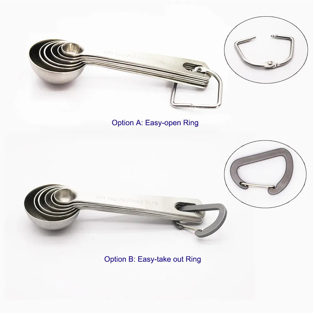 Stainless Steel Measuring Spoons Set, 6 Pieces, Silver for Accurate Cooking and Baking