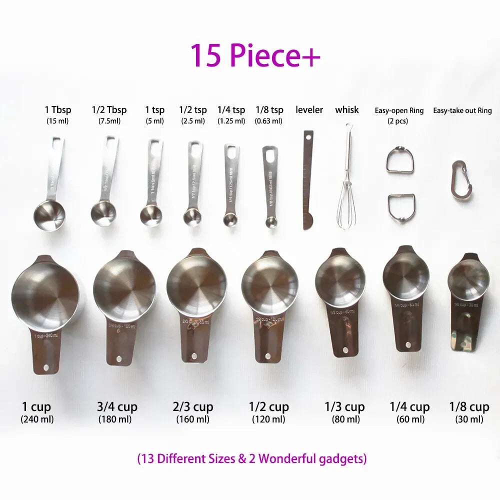 Stainless Steel Measuring Spoons Set, 6 Pieces, Silver for Accurate Cooking and Baking