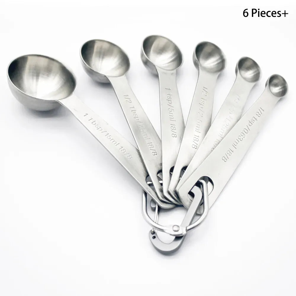 Stainless Steel Measuring Spoons Set, 6 Pieces, Silver for Accurate Cooking and Baking