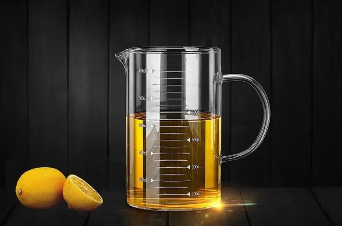 Large 1000ml Clear Borosilicate Glass Measuring Cup with Direct Fire Heat Resistance