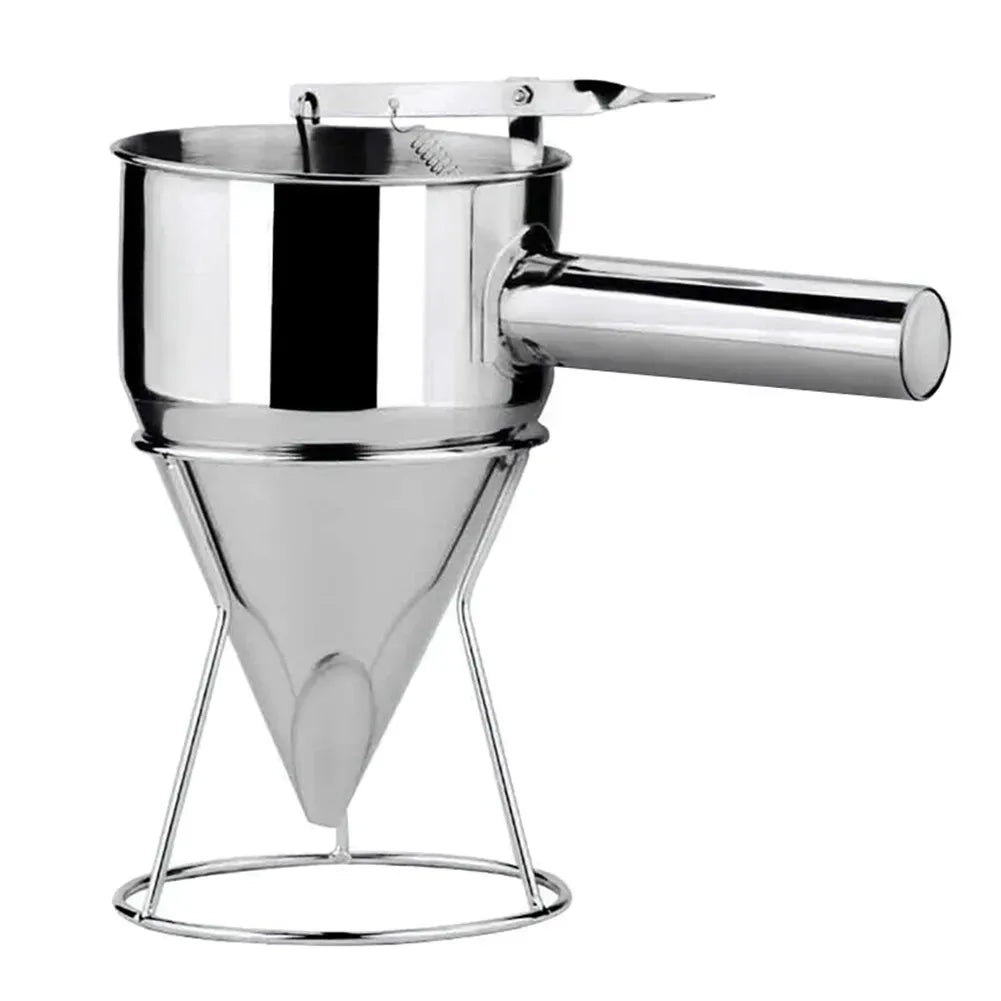 Stainless Steel Funnel Dispenser for Donuts, Cupcakes, and Pancakes - 21cm Height, Silver