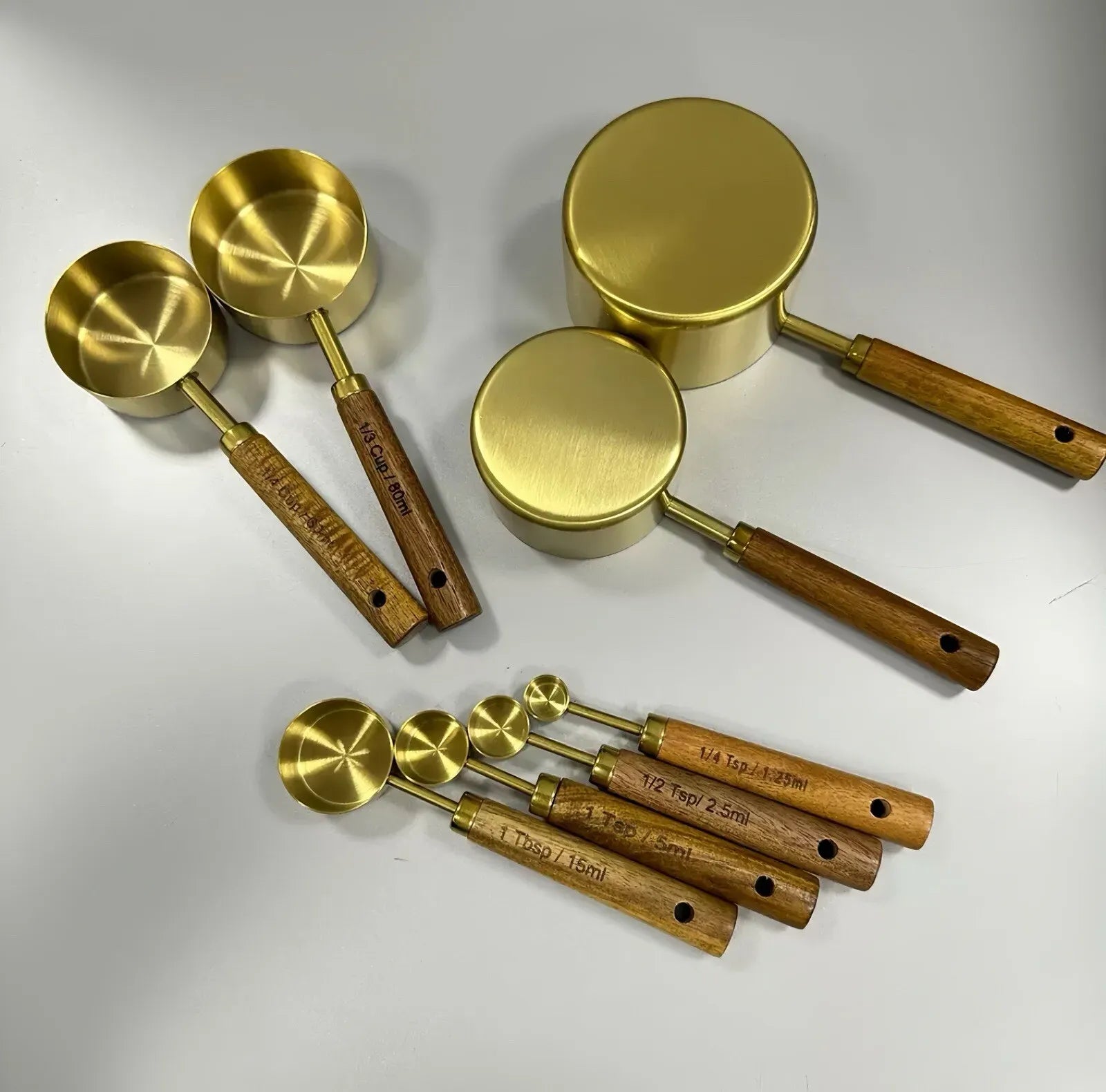 Stainless Steel Measuring Cups and Spoons Set, Cooper Finish, 8-Piece for Baking and Cooking
