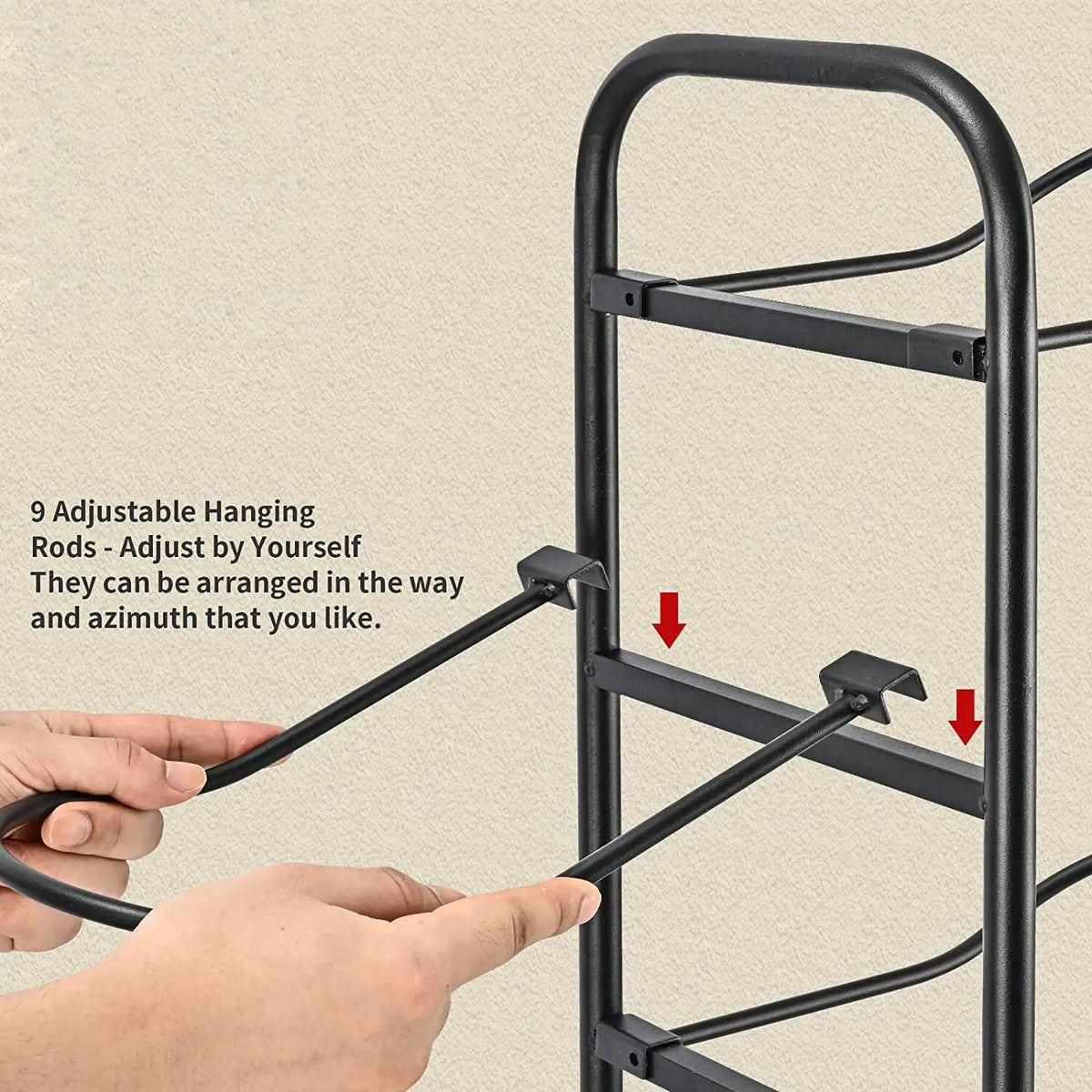 Black Ball Storage Rack for Football, Basketball, Soccer, and Volleyball - 58x23.5x146cm