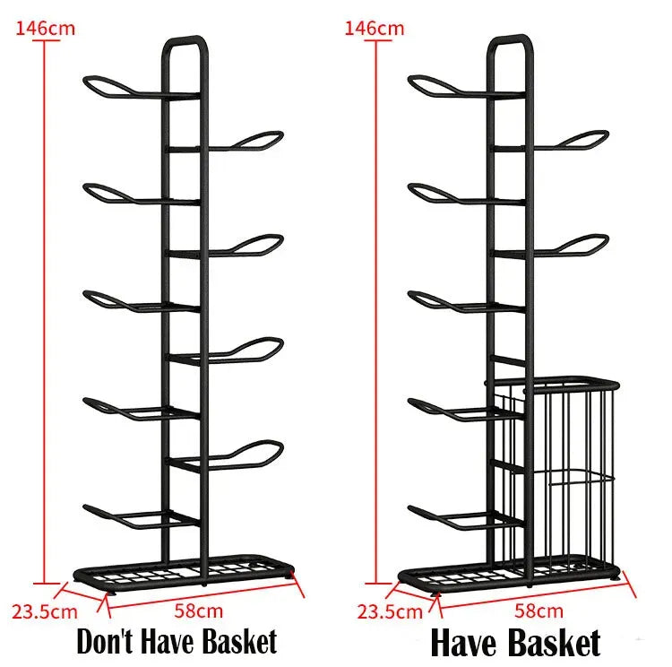 Black Ball Storage Rack for Football, Basketball, Soccer, and Volleyball - 58x23.5x146cm