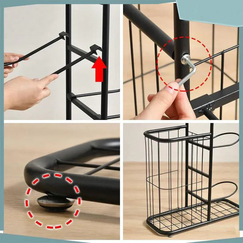 Black Ball Storage Rack for Football, Basketball, Soccer, and Volleyball - 58x23.5x146cm