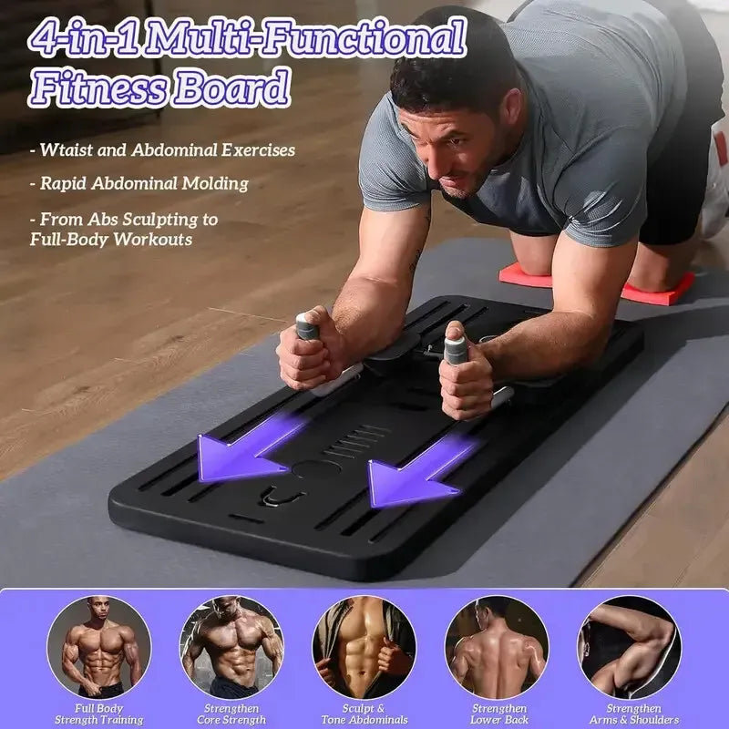 8-in-1 Multifunctional Black Fitness Board for Pilates, Abdominal Strength, and Core Training