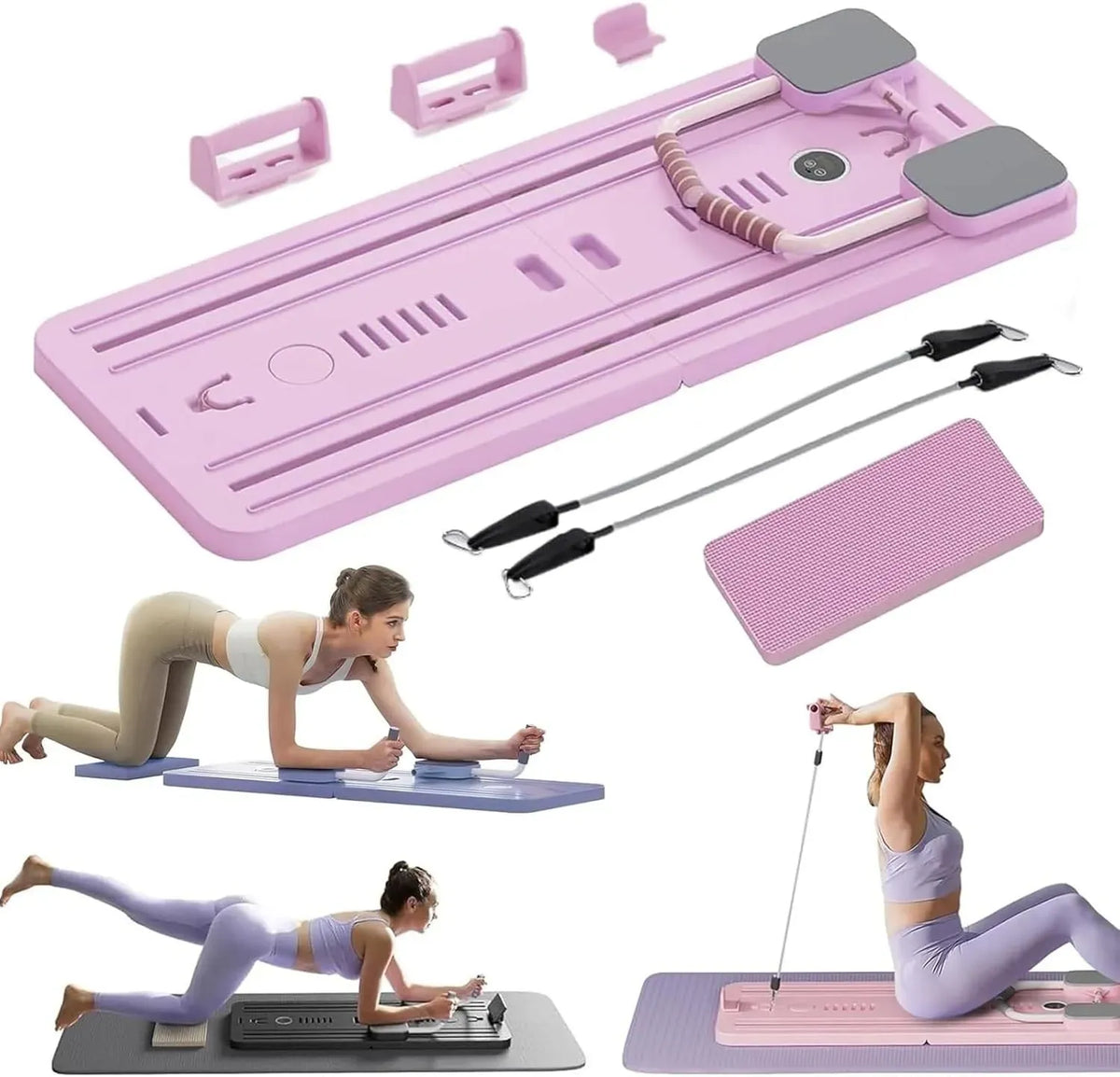 8-in-1 Multifunctional Fitness Board in Black for Core Strength and Abdominal Training - Pink