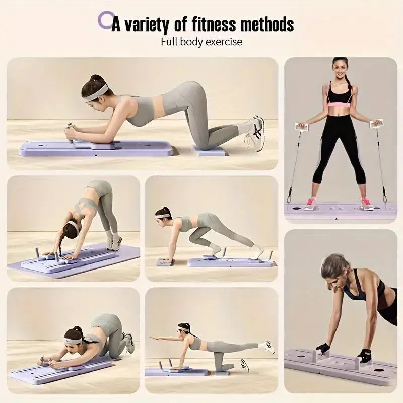 8-in-1 Multifunctional Fitness Board in Black for Core Strength and Abdominal Training - Pink