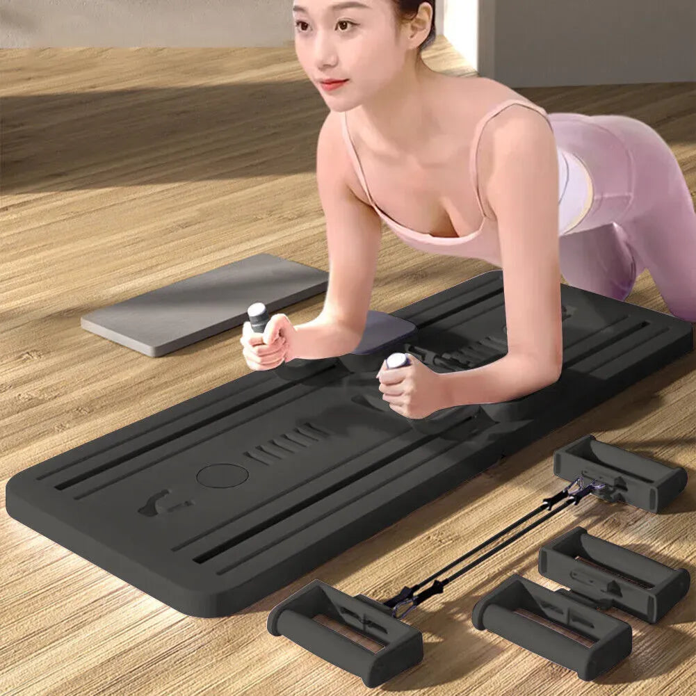 8-in-1 Multifunctional Fitness Board in Black for Core Strength and Abdominal Training - Pink