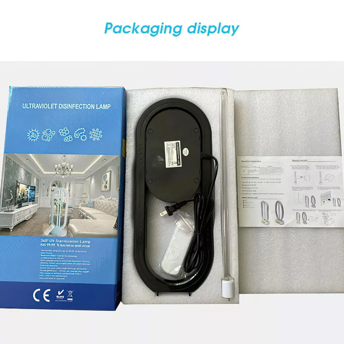 Large 38W UVC UV Light Ozone Germicidal Lamp for Home and Office Disinfection