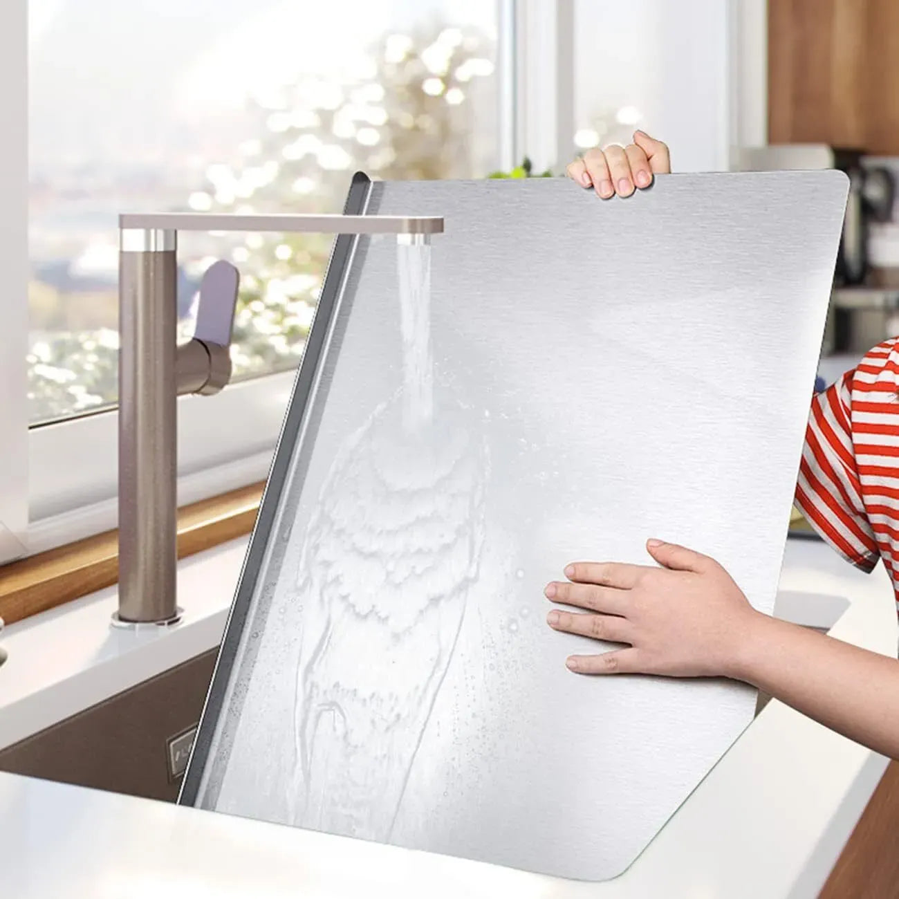 Silver Stainless Steel Chopping Board 50x40cm - Non-Slip Pastry Worktop Protector