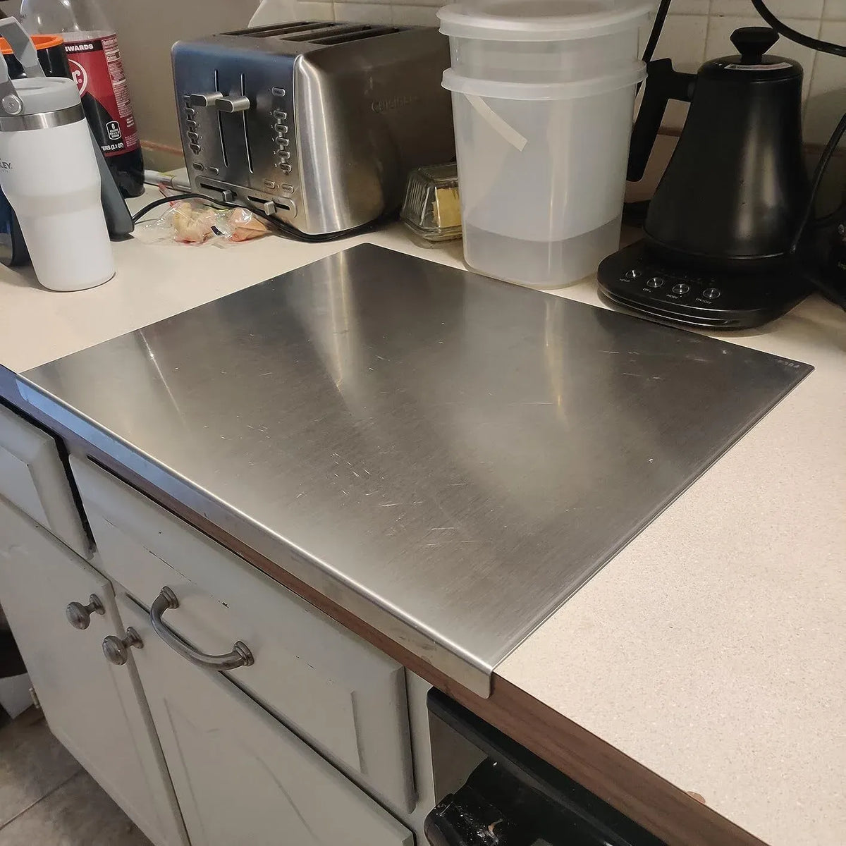 Silver Stainless Steel Chopping Board 60x50cm - Non-Slip Pastry Worktop Protector