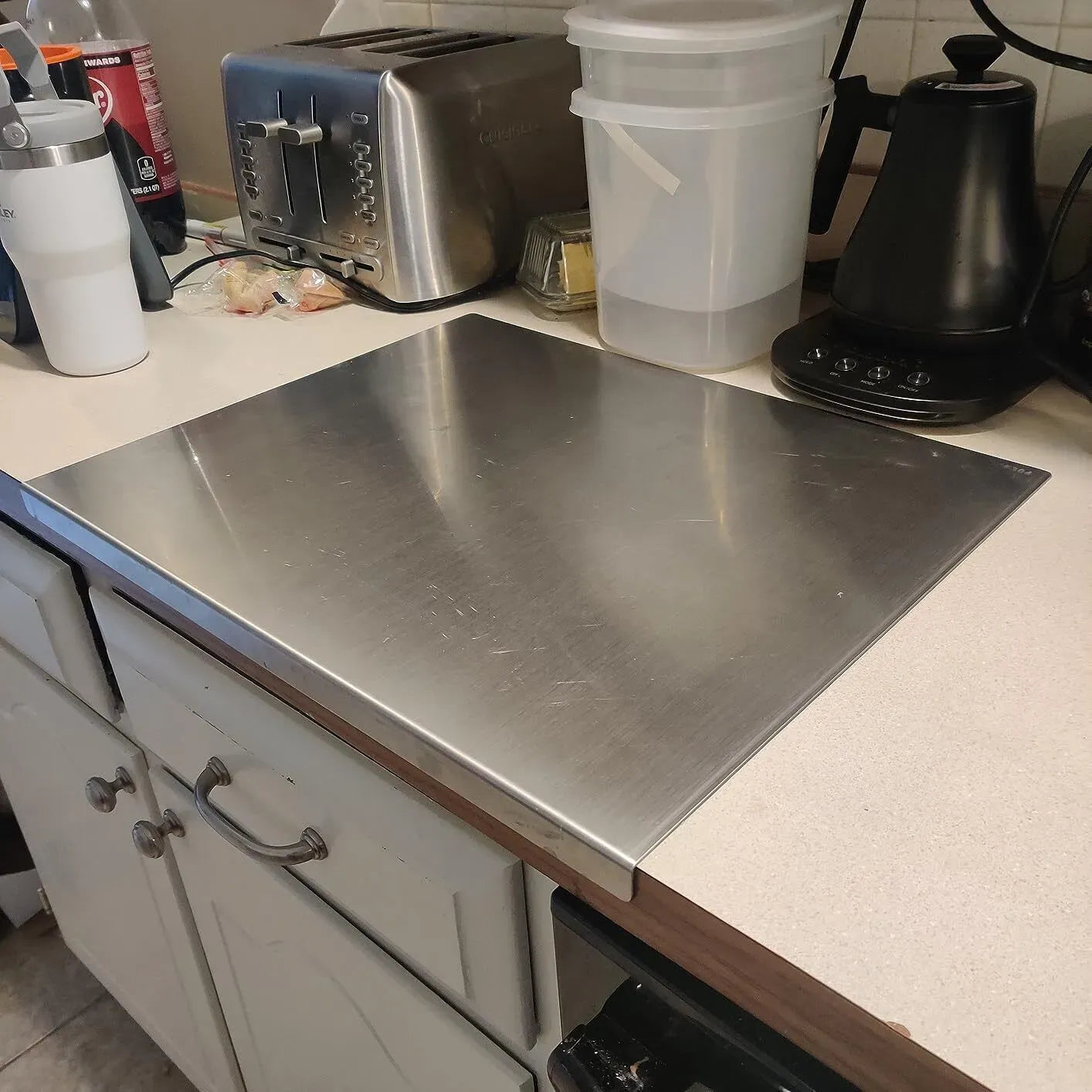 Silver Stainless Steel Chopping Board 60x50cm - Non-Slip Pastry Worktop Protector