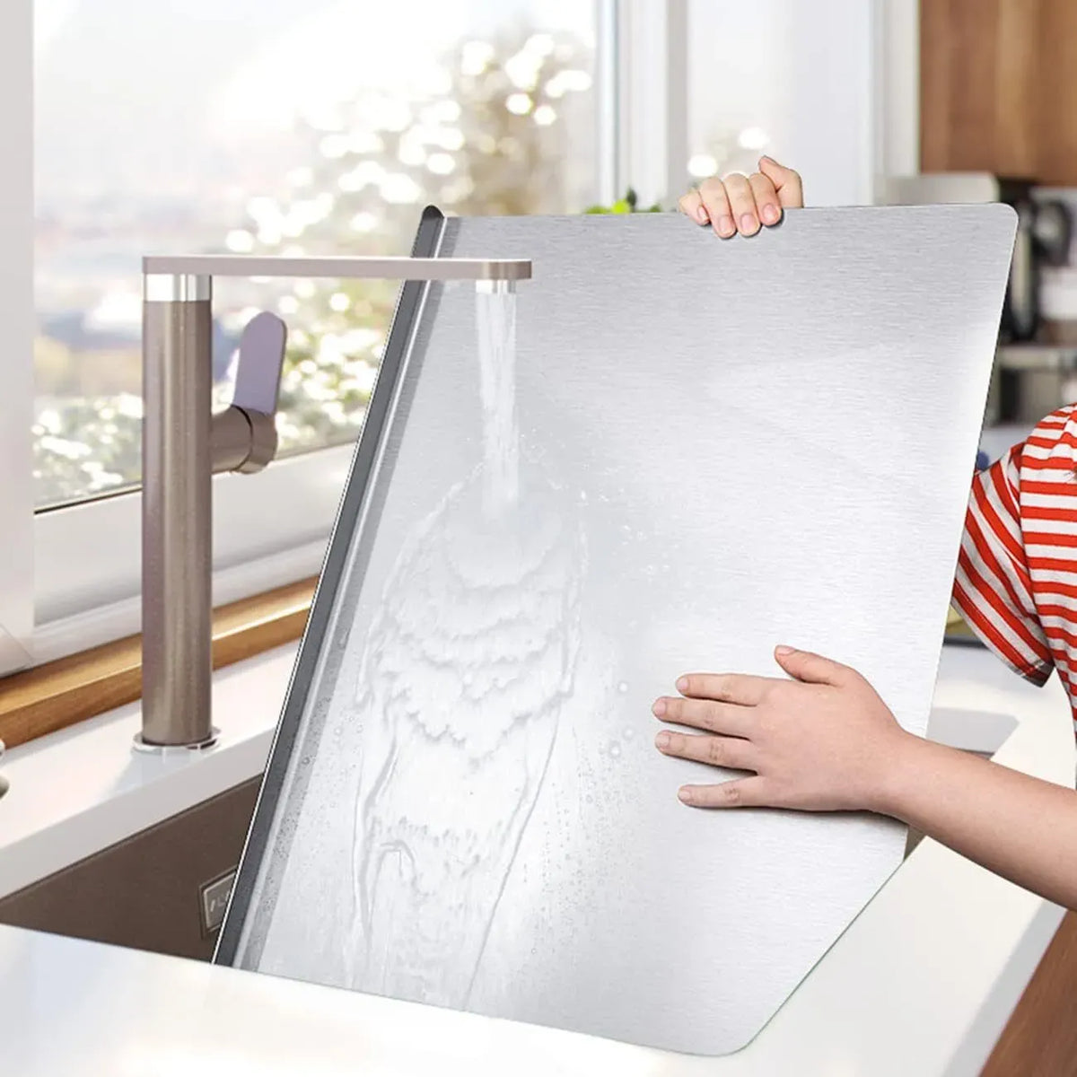 Silver Stainless Steel Chopping Board 60x50cm - Non-Slip Pastry Worktop Protector