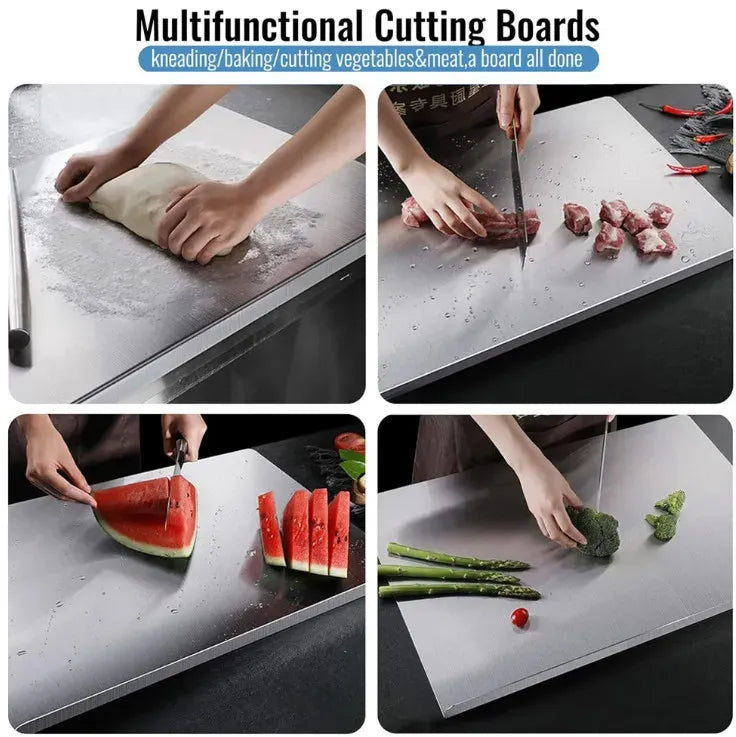 Silver Stainless Steel Chopping Board 80x50cm - Non-Slip Pastry Worktop Protector