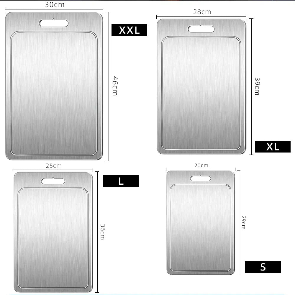 Double-Sided Titanium Cutting Board in Silver, 39x28cm, 1.5mm Thickness for Kitchen and Camping