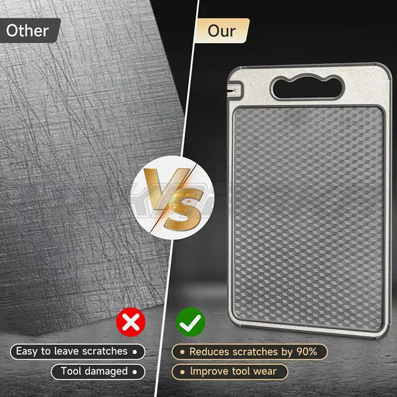 Titanium Double-Sided Cutting Board, 36.5x25cm, Silver, Stainless Steel for Kitchen and Camping