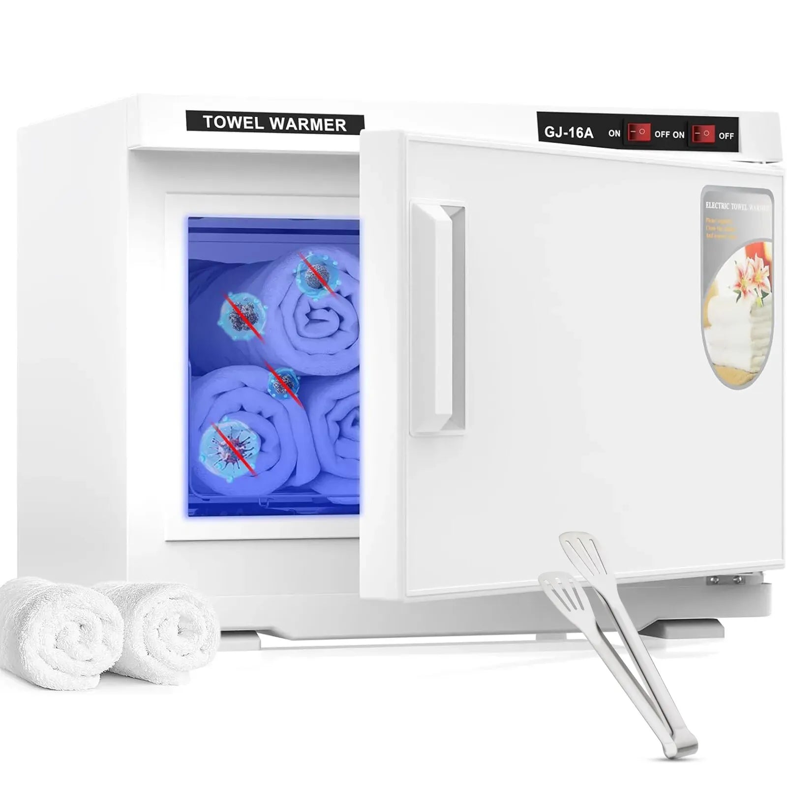 White 16L Black Hot Towel Warmer UV Sterilizer Cabinet for Salon and Home Use