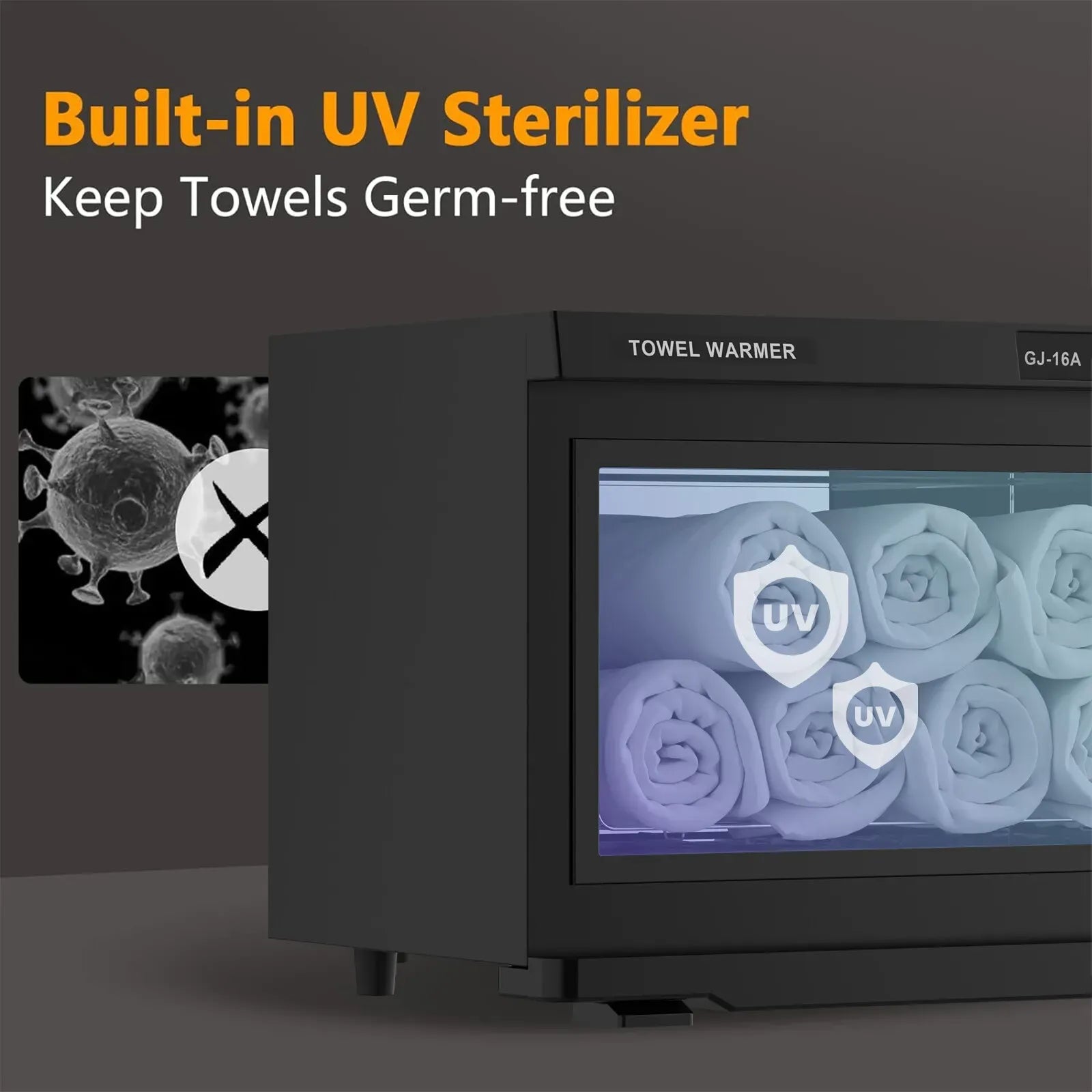 White 16L Black Hot Towel Warmer UV Sterilizer Cabinet for Salon and Home Use